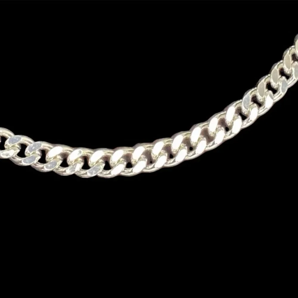 Curb Chain Necklace Sterling Silver Overlay 5mm x 18 inches